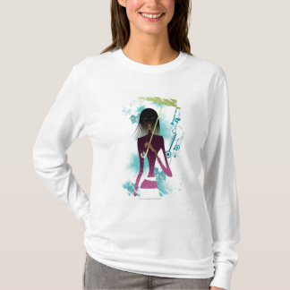 Camiseta Retrato da jovem mulher que guardara a bolsa e o