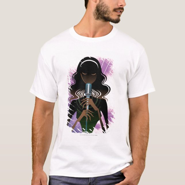 Camiseta Retrato da mulher que guardara o microfone (Frente)