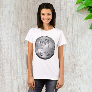 Camiseta Retrato da Rainha em Moeda de Prata