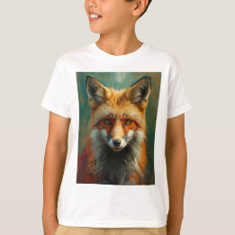 Camiseta Retrato da Raposa Vermelha Artística - Pintura a Ó