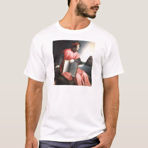 Camiseta Retrato Dante com o Livro Os impressões de Comédia