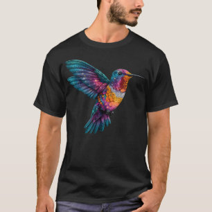 Camiseta Retrato de Amante de Beija-flor Arte Tropical