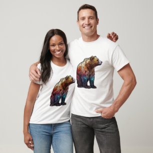 Camiseta Retrato De Animais De Urso Grizzie Floresta De Vid
