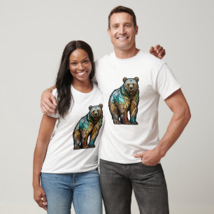 Camiseta Retrato De Animais De Urso Grizzie Floresta De Vid