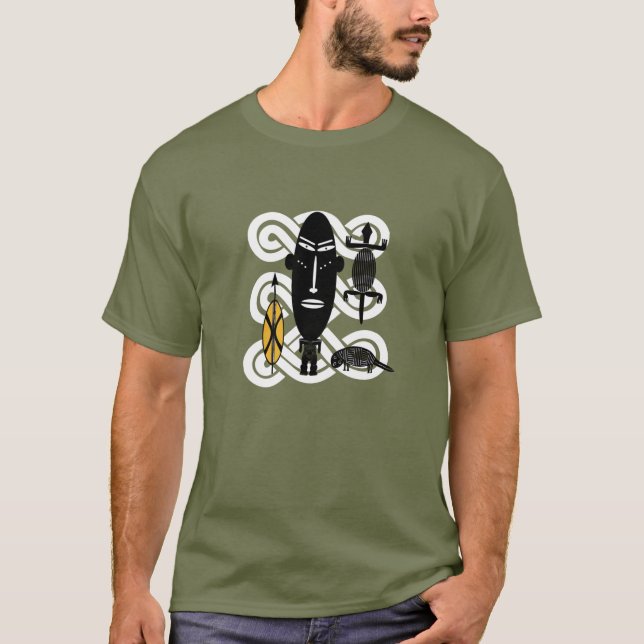 Camiseta Retrato de animais guerreiros abstrato africanos (Frente)