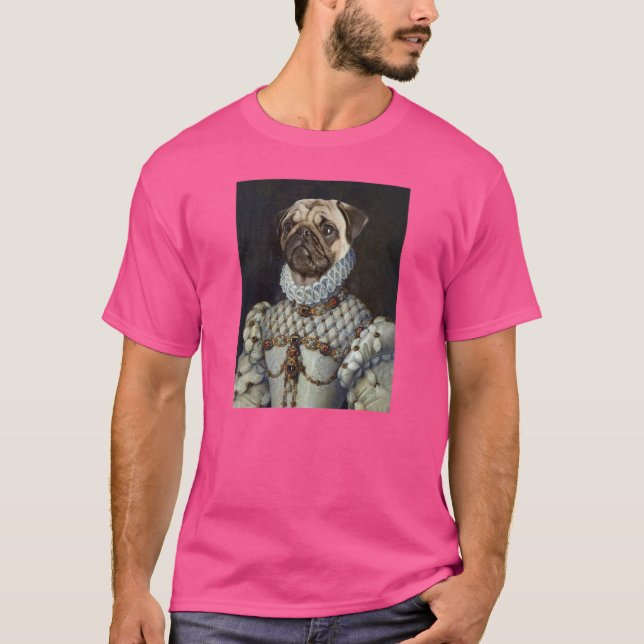 Camiseta Retrato de animal de estimação da Renascença do cã (Frente)