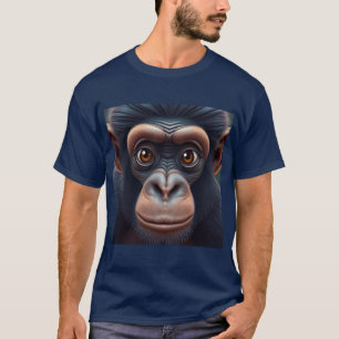 Camiseta Retrato de anime chimpanzé doido e engraçado