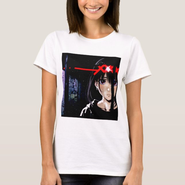 Camiseta Retrato de Anime - Estética Escura Intensa (Frente)