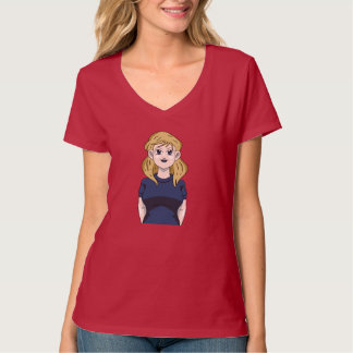 Camiseta Retrato de Anime Menina Bonita Cabelo Loiro Compri