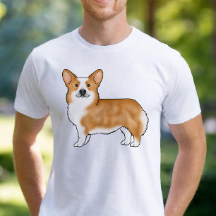 Camiseta Retrato de Arte Cão Vermelho Pembroke Welsh Corgi