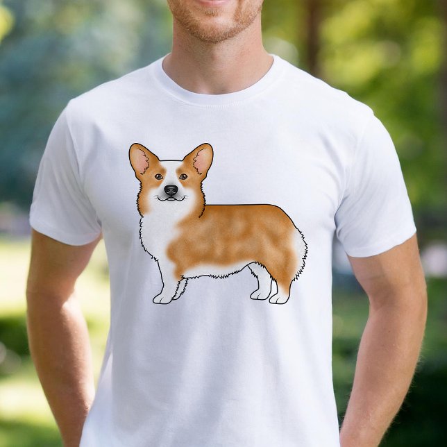Camiseta Retrato de Arte Cão Vermelho Pembroke Welsh Corgi (Please note: This image is a digitally created mockup.)