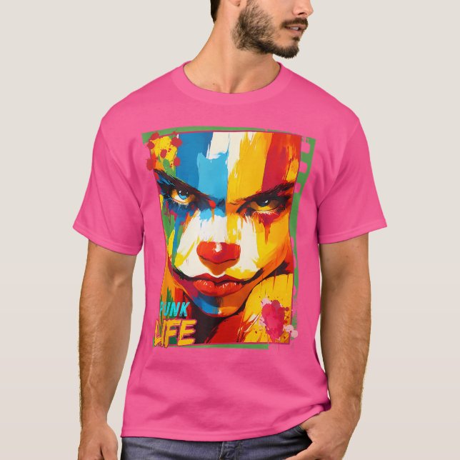 Camiseta Retrato de Arte da Rua Vida Vibrante Punk (Frente)