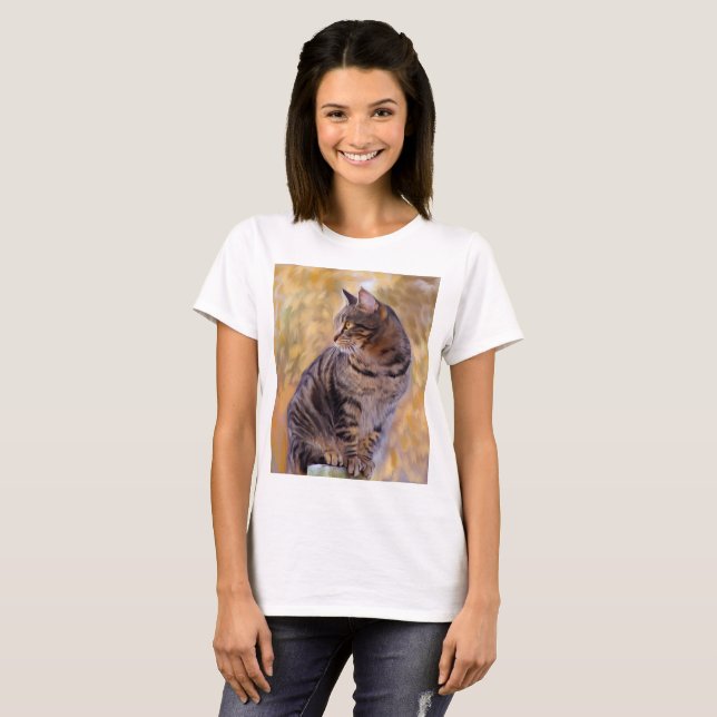 Camiseta Retrato de arte de gato (Frente Completa)