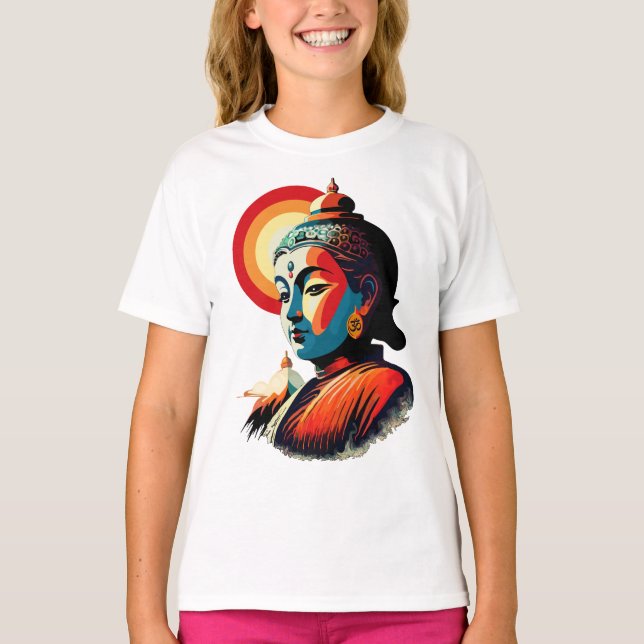 Camiseta Retrato de Arte Pop Buddha Lord (Frente)