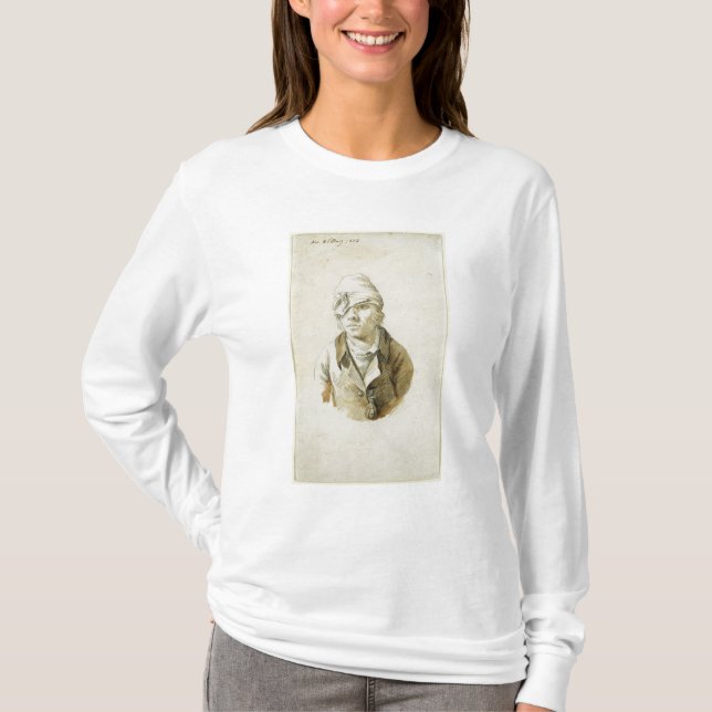 Camiseta Retrato de auto com o remendo do boné e do olho (Frente)