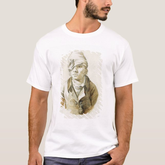 Camiseta Retrato de auto com o remendo do boné e do olho (Frente)