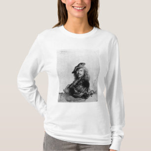 Camiseta Retrato de auto que inclina-se em um peitoril de