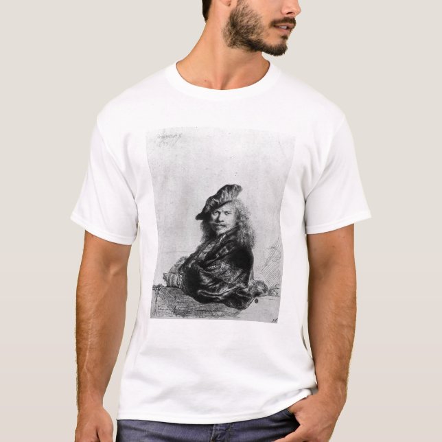 Camiseta Retrato de auto que inclina-se em um peitoril de (Frente)