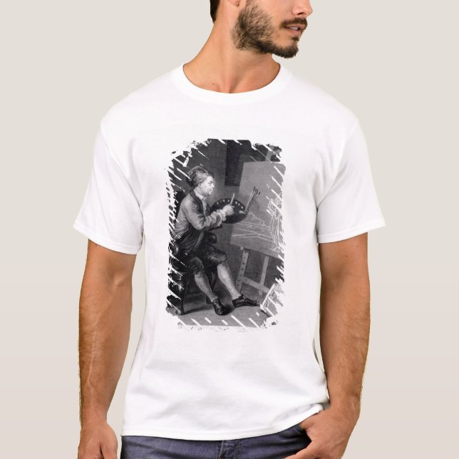 Camiseta Retrato de auto que pinta o musa cómico (Frente)
