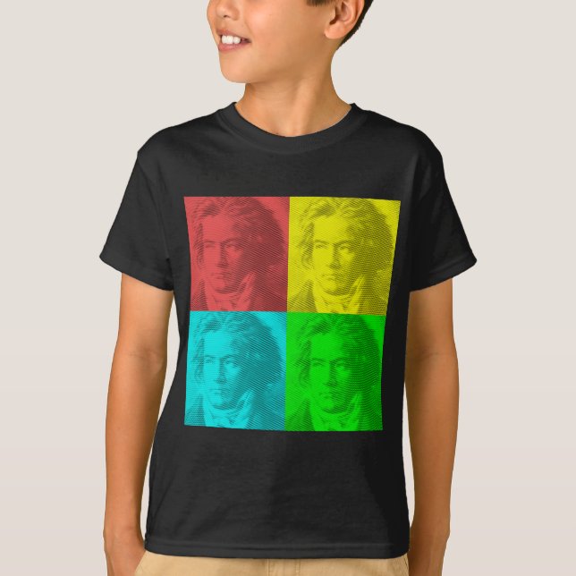 Camiseta Retrato De Beethoven Em Quadrados (Frente)