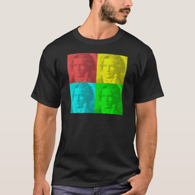 Camiseta Retrato De Beethoven Em Quadrados (Frente)