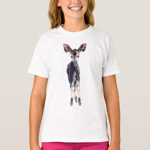 Camiseta Retrato de Bezerro de Ocapi Pintado Doce para Cria