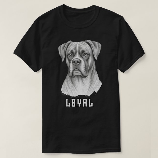 Camiseta Retrato de Boxer Antigo Design Leal (Frente do Design)