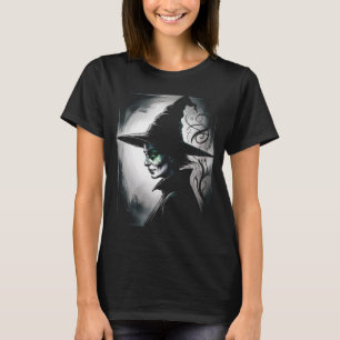 Camiseta Retrato de Bruxa Dark Fantasy Olhos Verdes Pratead