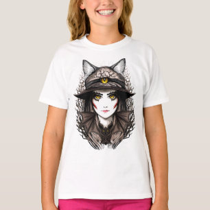 Camiseta Retrato de bruxas e bonitinho de Halloween
