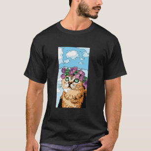 Camiseta Retrato de Cabeça de Gato Animal Gato de Estimação