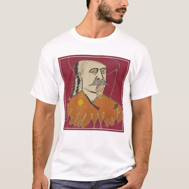 Camiseta Retrato De Cabeça E Ombro De Buffalo Bill (Frente)