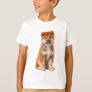 Camiseta Retrato de Cachorrinho Akita Inu Vermelho Fofinho