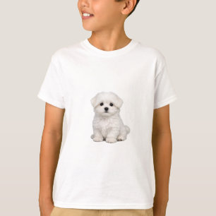 Camiseta Retrato de Cachorrinho Branco e Fofinho da Raça Ma