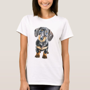 Camiseta Retrato de Cachorrinho Dapple Dachshund Mulheres