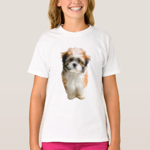 Camiseta Retrato de Cachorrinho Tricolor Fofinho para Crian