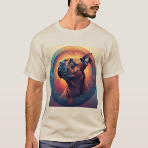 Camiseta Retrato de Cachorro Arte Abstrata