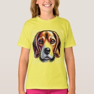 Camiseta Retrato de Cachorro Beagle Fofo com Cores Vibrante