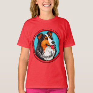 Camiseta Retrato de Cachorro Estilo Artístico Ornamentado