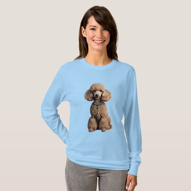 Camiseta Retrato de Cachorro Fofinho de Poodle (Frente Completa)