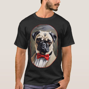 Camiseta Retrato de cachorro Pug com casaco e gravata