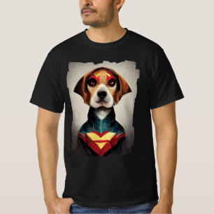 Camiseta Retrato de Cachorro Super-Herói   Beagle