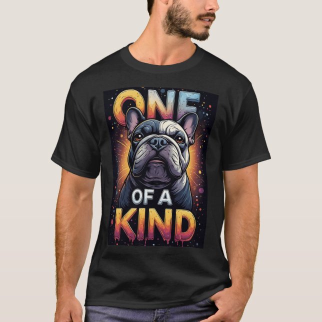 Camiseta Retrato de Cachorro Único Com Cores Ousadas (Frente)