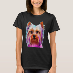Camiseta Retrato de Cachorro Yorkshire Terrier Gravata e Ti