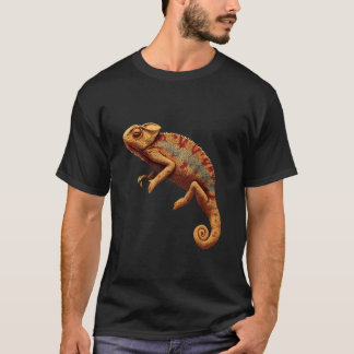 Camiseta Retrato de Camaleão Arte Vida Selvagem Lagarto Col