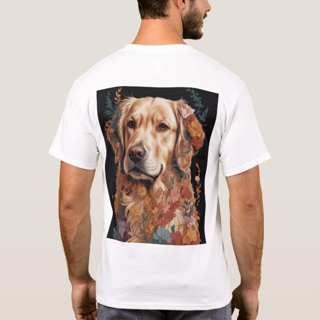 Camiseta Retrato de Cão-Abstrato vibrante (Verso)