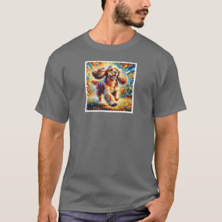 Camiseta Retrato de Cão Cocker Spaniel Impressão de Arte Ac