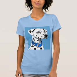 Camiseta Retrato De Cão Dalmático Com Colar Azul