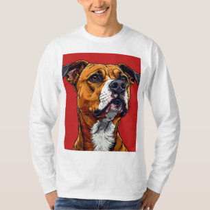 Camiseta Retrato de cão Pitbull para presente de amantes de