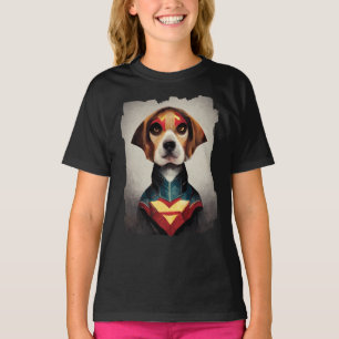 Camiseta Retrato de Cão Super-Herói Beagle