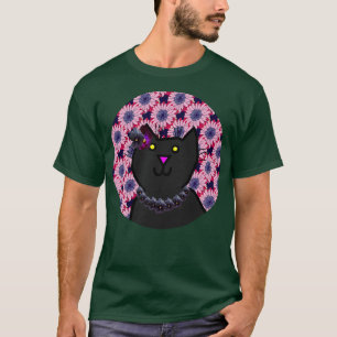 Camiseta Retrato de Cat Floral Violet